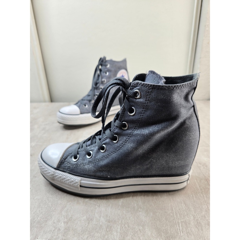 Converse Hidden Wedge Sneaker 10 Grey Metallic High Top Y2k Retro Skater Shoes